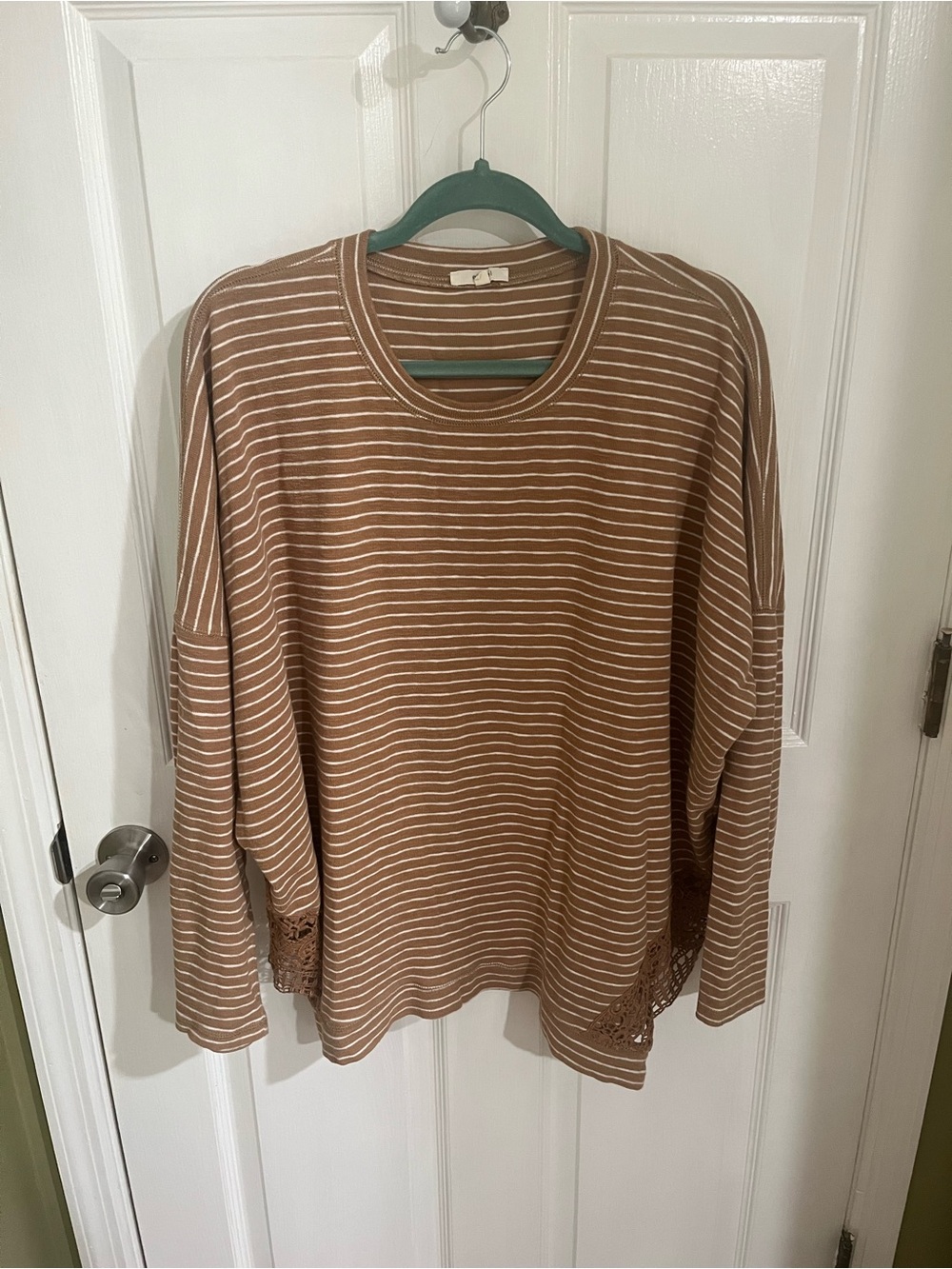 easel Brown and Cream Striped Crewneck Sweater - Women’s